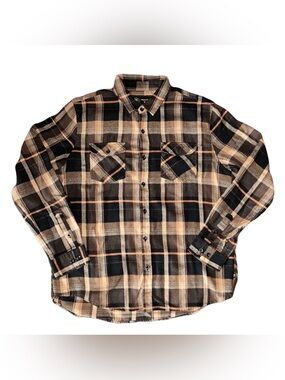 Men's Plaid Button-Down Shirt — Black & Tan